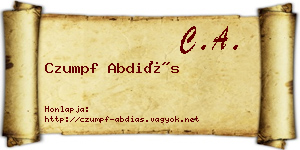 Czumpf Abdiás névjegykártya